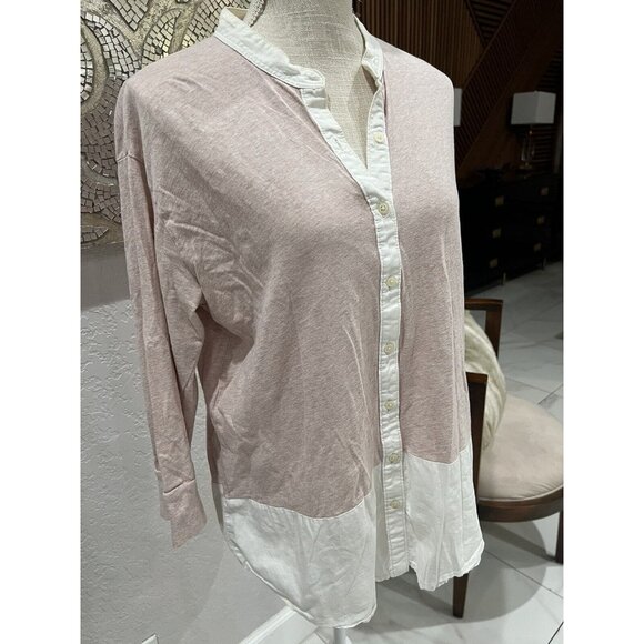 GAP Womens 2-Tone Pink & White Button-Up Shirt Designed Lightweight Cotton Blend - Picture 3 of 5